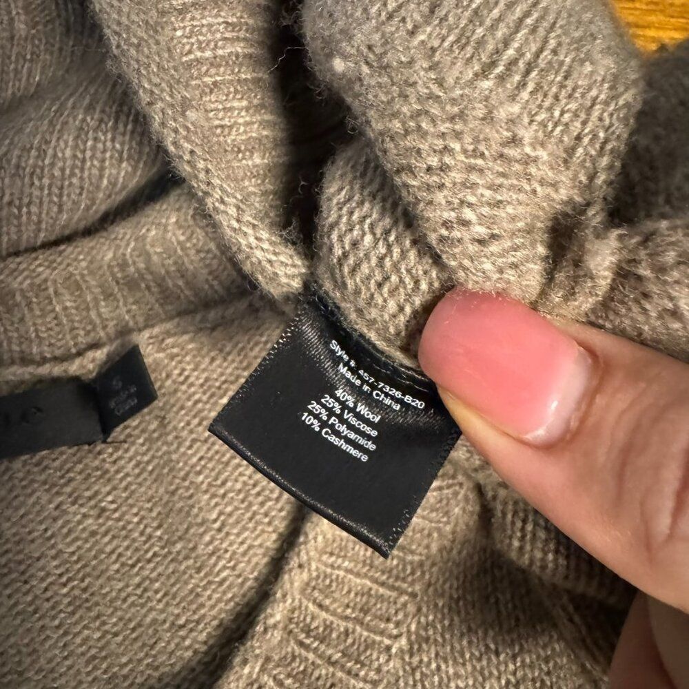 Jenni Kayne Tan Brown Cashmere Wool Blend Cropped Crewneck Oversized Sweater S - Picture 6 of 7